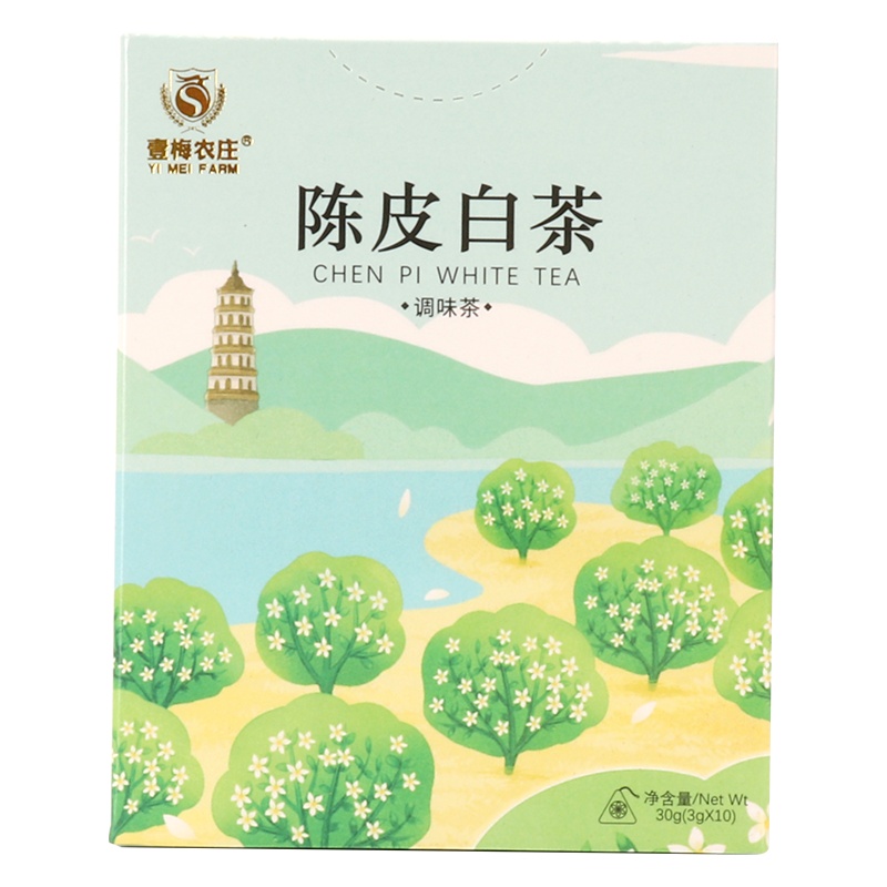 壹梅农庄陈皮白茶  新会天马5年陈皮粒，福鼎白茶三角茶包3g*1包