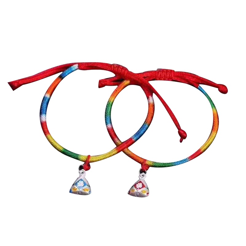 缘香玉五彩绳925银福袋手链