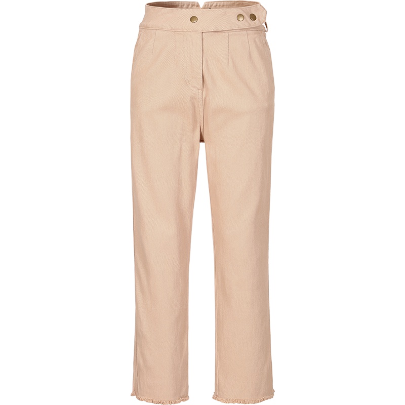 艾莱依2019秋季新款韩版时尚九分裤简约百搭毛边裤子女