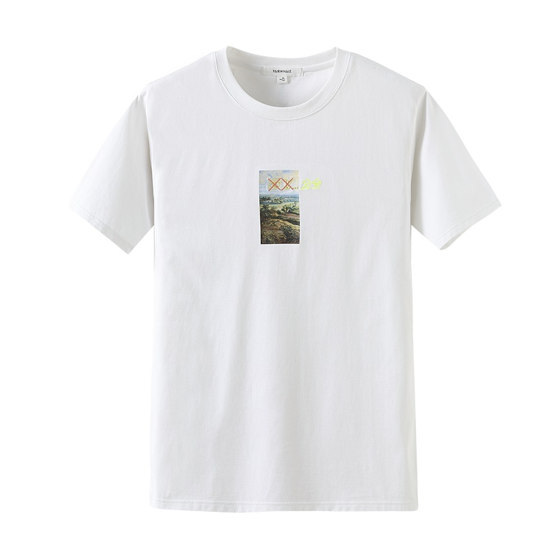 马克华菲短袖T恤男士2019夏季新款休闲韩版刺绣印花全棉白色上衣