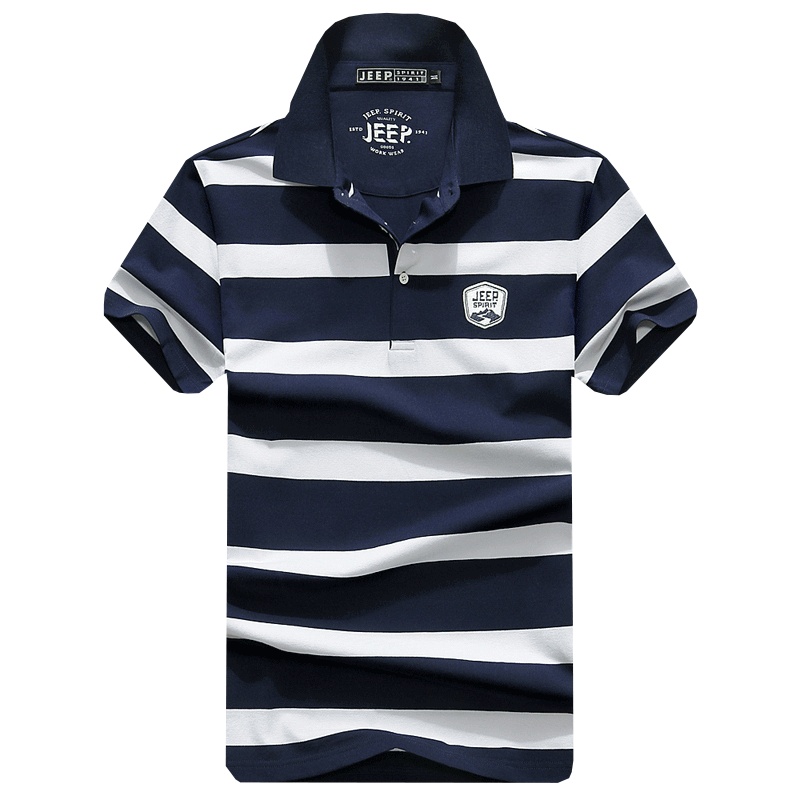 吉普JEEP官方旗舰正品专柜同款青年男士短袖T恤男装条纹翻领纯棉中年体恤男士POLO衫JEEP SPIRIT