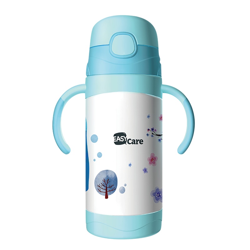 伊斯卡尔(EasyCare)350ml儿童保温杯水杯婴儿宝宝吸管杯学生水壶学饮杯蓝色