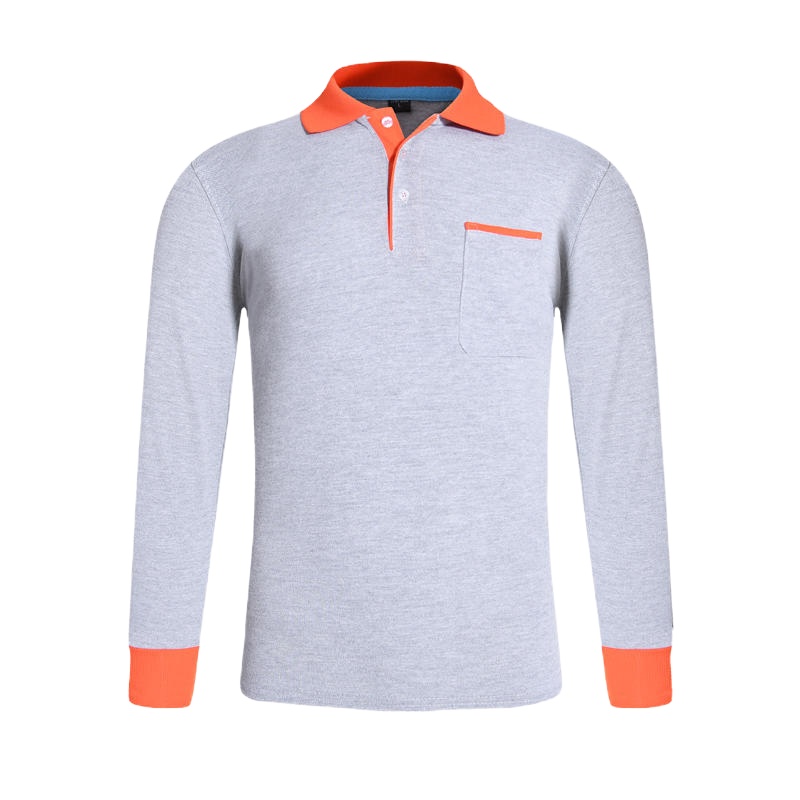 拼色口袋长袖polo衫703