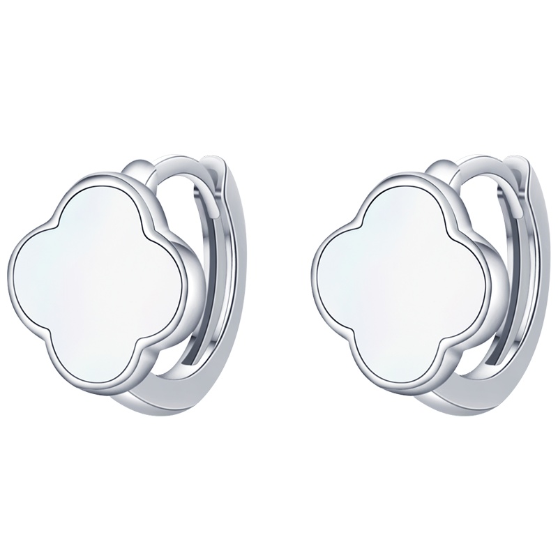 佰色传情925纯银四叶草耳饰女新款潮耳环耳圈简约网红气质