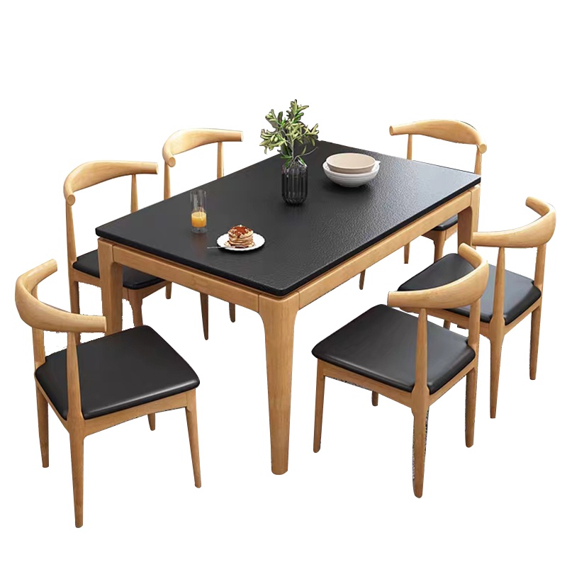 餐桌 北欧岩板大理石餐台火烧石餐桌椅子组合 一桌四椅