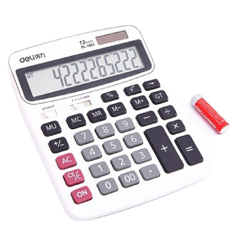 得力 太阳能 大屏幕 大按键计算器 财务会计用大计算器 1603