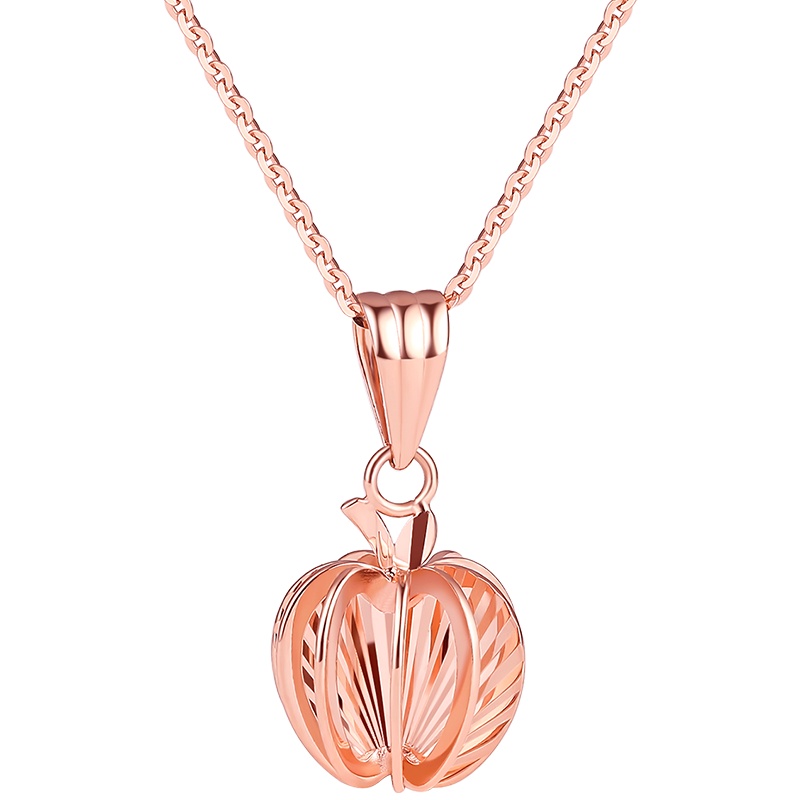 周大生18K金吊坠女正品玫瑰金镂空苹果AU750可搭配项链送女友礼物