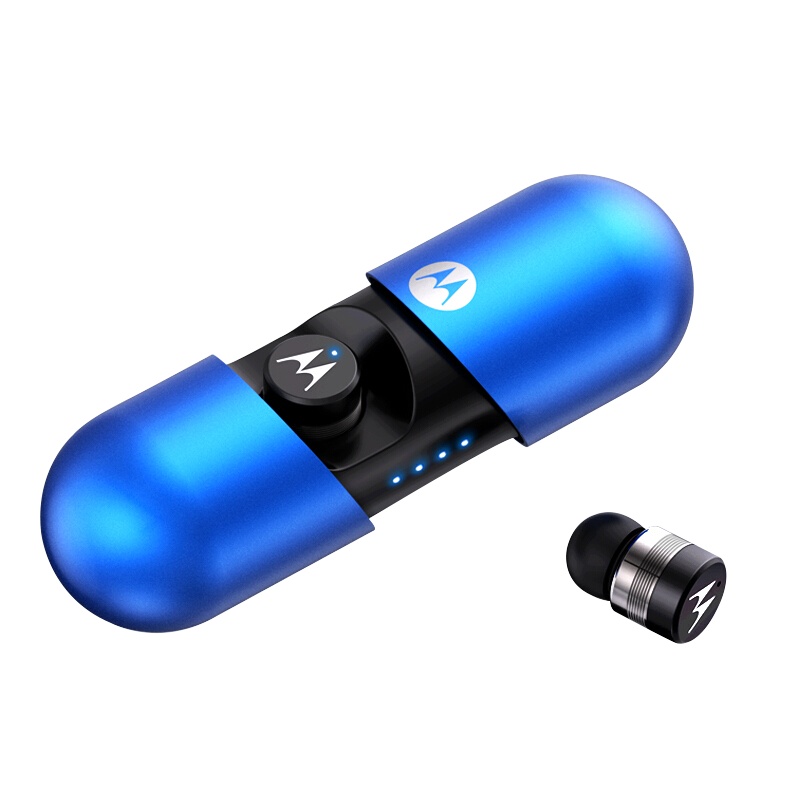 摩托罗拉(MOTOROLA) VB400蓝色 真无线蓝牙耳机 迷你入耳式运动耳机 通用苹果华为小米手机 蓝色