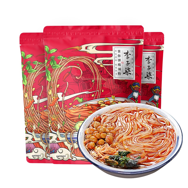 李子柒薯你弹酸辣粉袋装红薯粉四川粉丝米线方便速食食品252g*3袋
