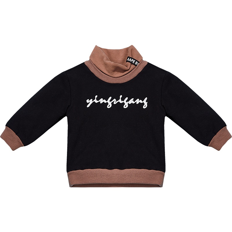 婴姿坊童装儿童加绒卫衣半高领加厚打底衫男童保暖上衣潮