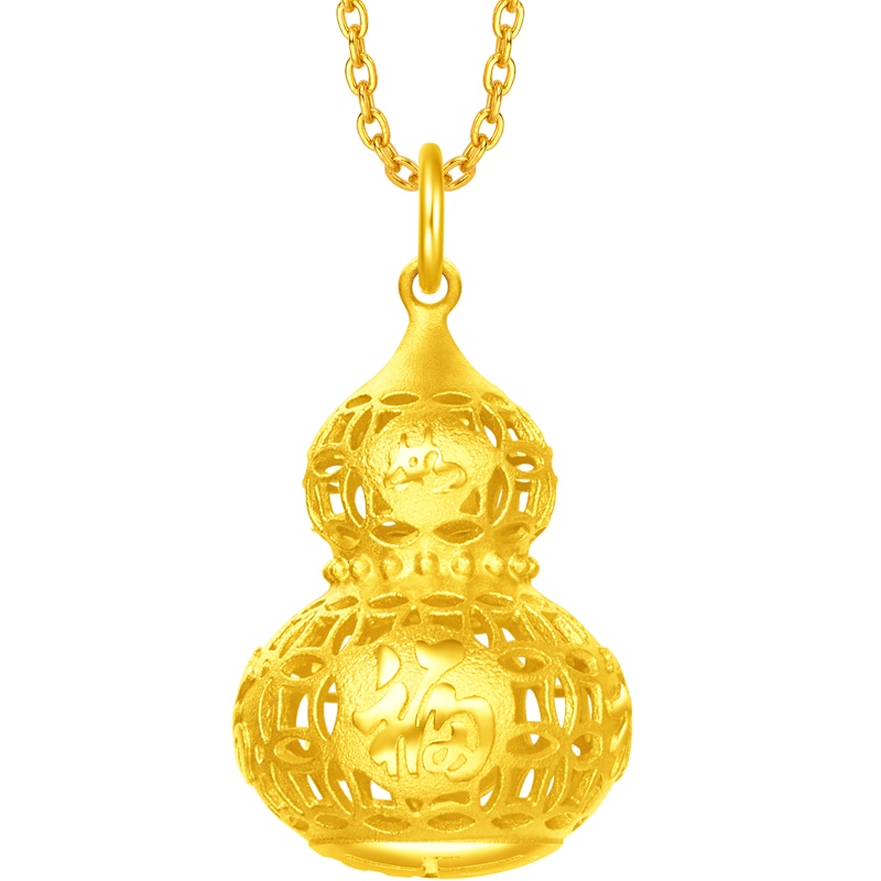 周大福 镂空如意福葫芦足金金吊坠计价F217363（工费：178元）