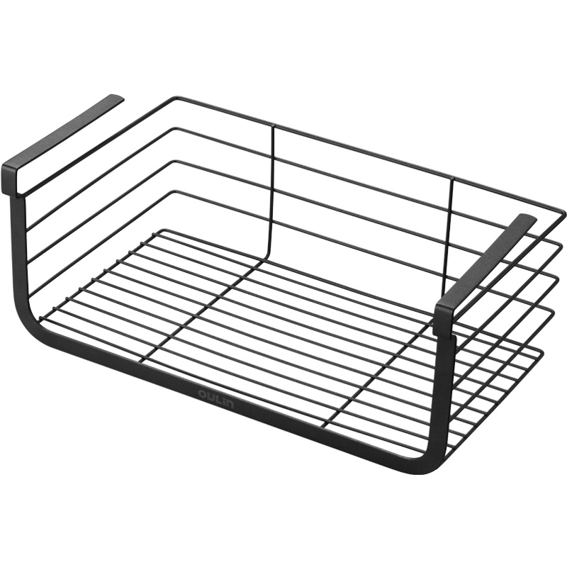 欧琳厨房置物架 衣柜书桌收纳下挂拉篮 不锈钢免打孔吊柜橱柜挂架