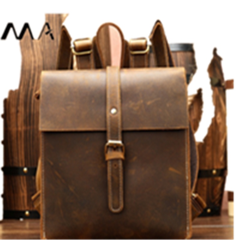 MVA 头层疯马牛皮背包户外出行迷你双肩包复古女包3228