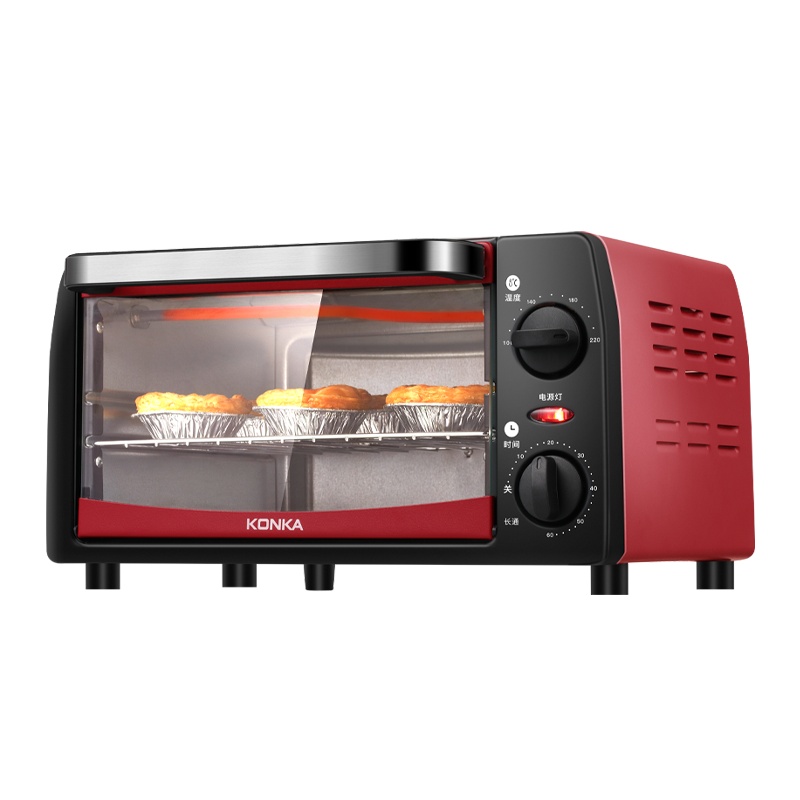 康佳(KONKA)电烤箱KAO-1208 家用迷你小多功能双层烤位烤箱精准定时温控全自动蛋糕烘焙机械式烤箱12L升容量