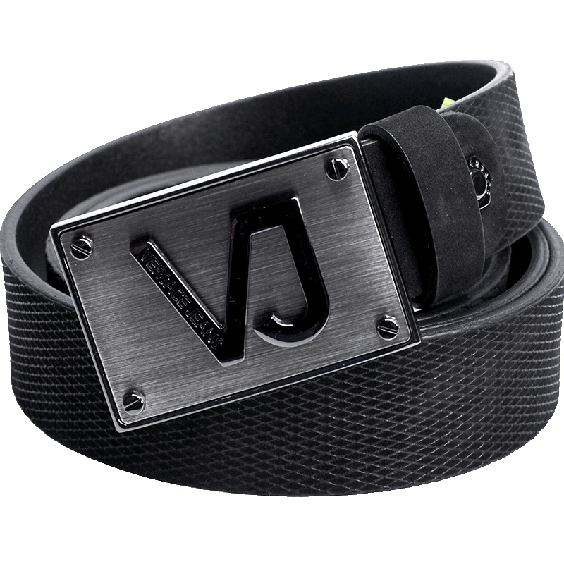Versace/范思哲VJ LOGO男士腰带牛皮革商务休闲皮带【官网可验】