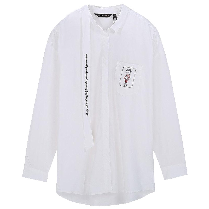 上新拉夏贝尔秋冬新款韩版宽松显瘦上衣百搭纯棉长袖衬衫女10018236