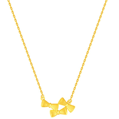 金一国囍 足金黄金精品蝴蝶结黄金项链时尚套链送女士（计价）ABC016