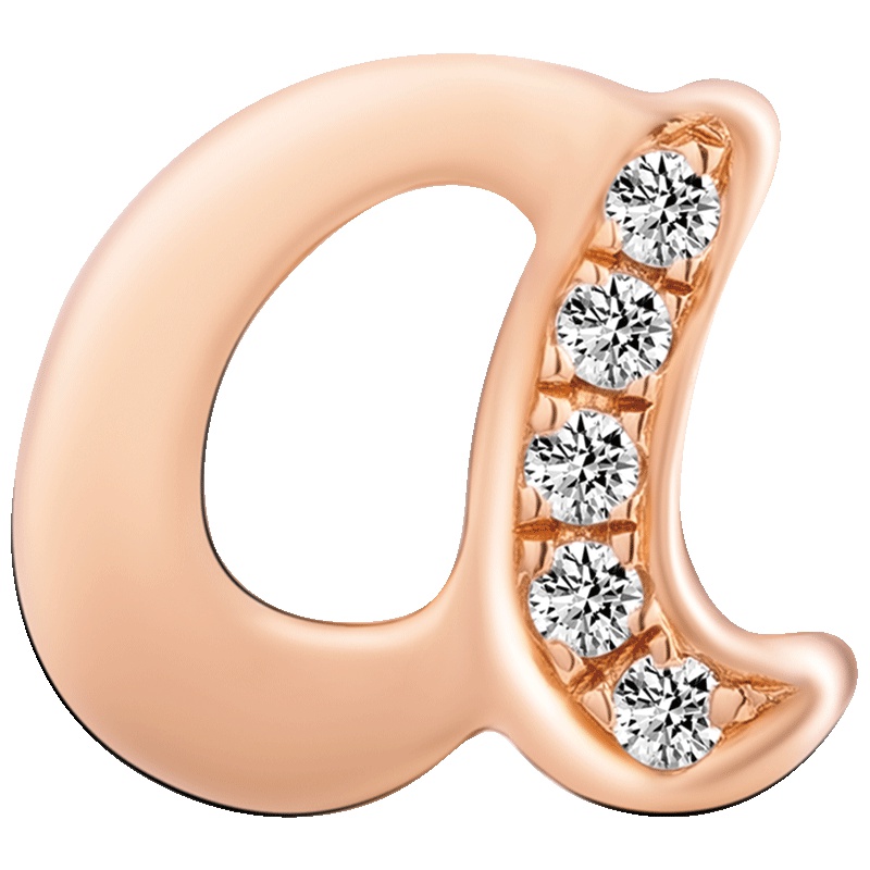 schl-Monologue18K金镶钻字母坠配项链串珠耳环情侣纪念日生日礼物_1