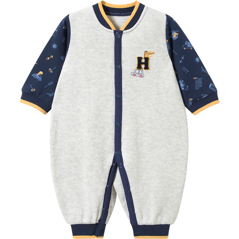 哈贝比（happyB）婴儿衣服0-6-12个月连体衣春秋装男宝宝爬服秋季外出服哈衣