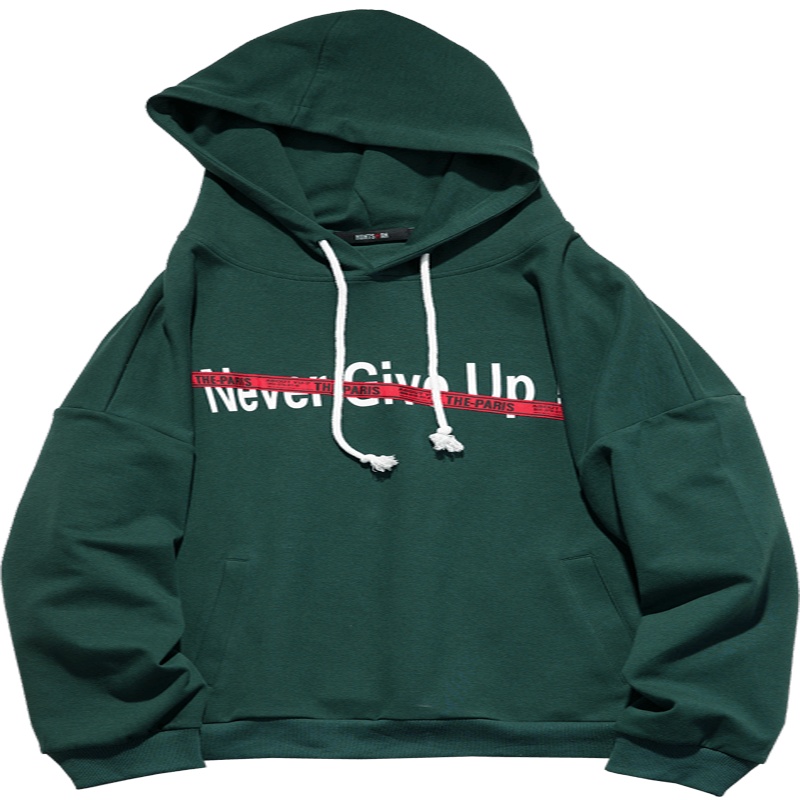 海德斯曼春秋新款潮流slogan卫衣男连帽字母外套宽松长袖套头卫衣15011