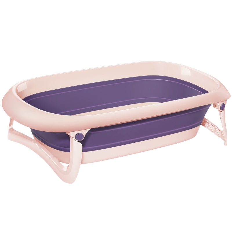 babycare 新生婴儿洗澡盆儿童大号可折叠浴盆用品宝宝可坐躺 婴童浴盆 香槟粉