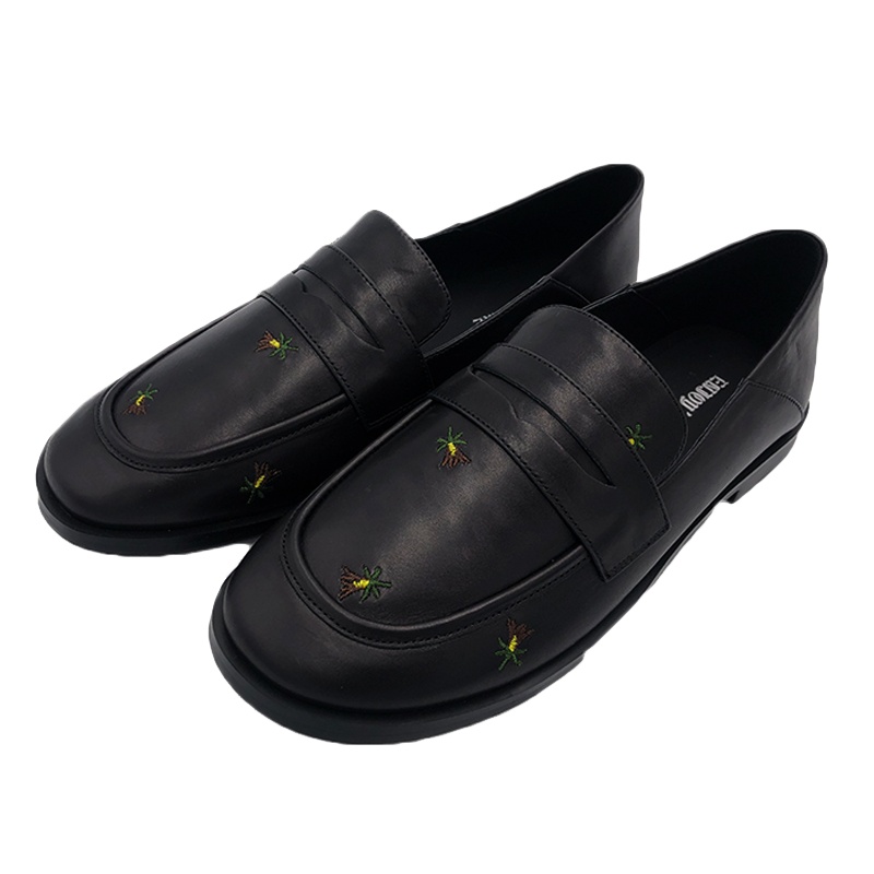 ENJOY'ME小碎花乐福鞋一脚蹬小皮鞋20春季新款女鞋