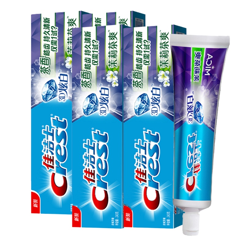 佳洁士(Crest)3D炫白茉莉茶爽牙膏180克*四支装