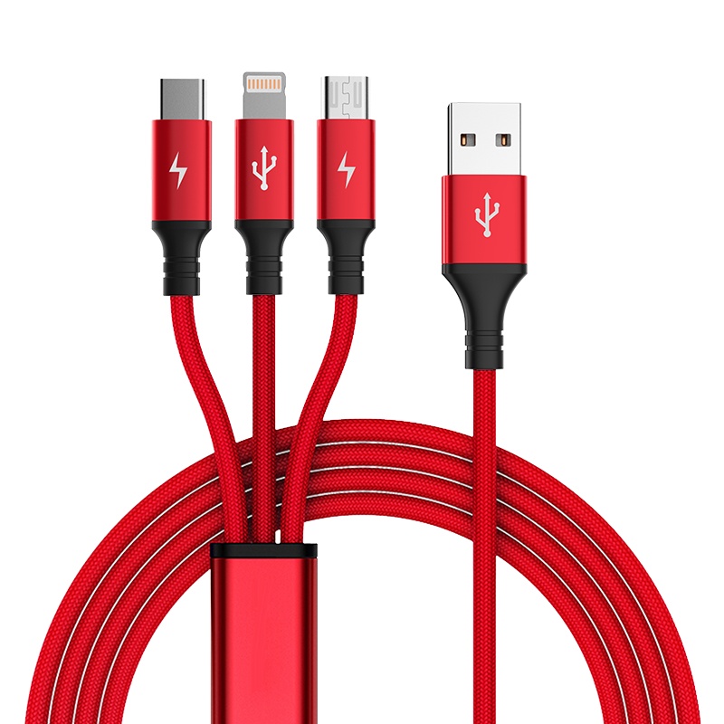 ESCASE 一拖三数据线安卓苹果Type-c手机三合一电源线iPhone13/xsmax/12/11splus华为适用