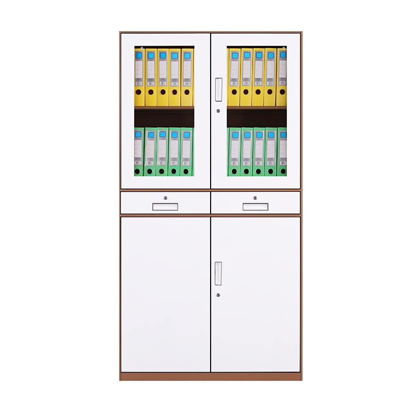 苏美特文件柜铁皮柜办公柜钢制铁皮柜资料柜档案柜储物拆装柜薄边中二斗柜咖啡色加厚款