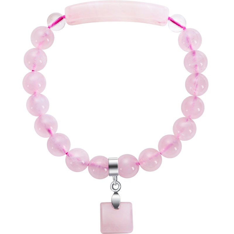 iSTONE/石头记粉水晶手链甜美粉晶芙蓉石好运手珠玛瑙手串