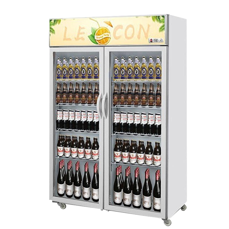 乐创(lecon) 饮料柜展示柜冷藏柜立式冰柜商用冰箱饮品啤酒蔬菜水果保鲜冷柜鲜花柜陈列柜 双门直冷上机组普通门魅力橙