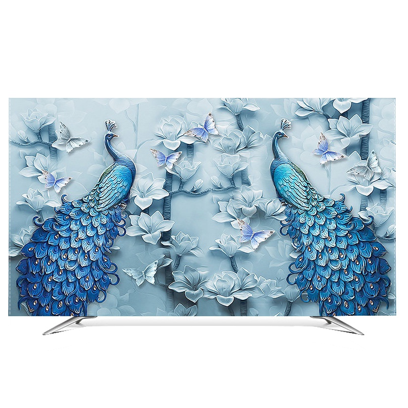 幸福派 电视罩防尘罩套简约现代曲面电视机罩挂式液晶客厅70英寸电视盖布 003流水生财 70寸定制款(161*96cm)