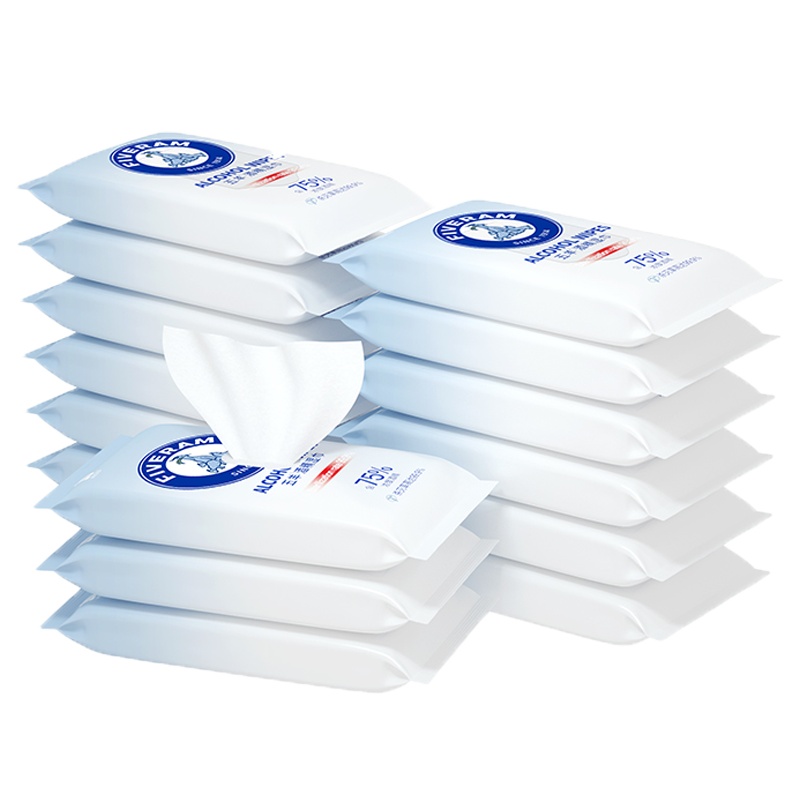 五羊75度酒精消毒湿巾大包家用卫生擦手杀菌消毒湿纸巾便携装15包/36包