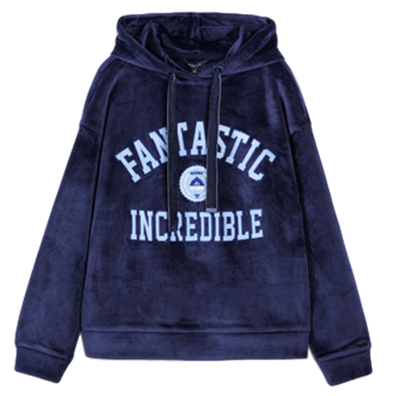 拉夏贝尔连帽套头卫衣女装秋冬新款慵懒风宽松时尚韩版潮百搭上衣