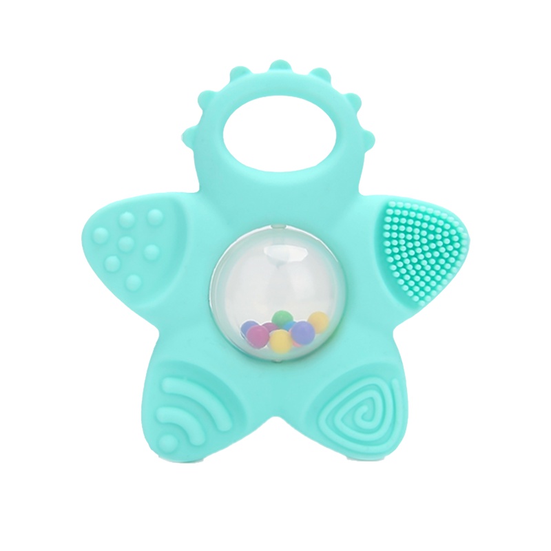 三只海狸海星牙胶 安抚牙胶防吃手神器 磨牙棒 婴儿宝宝可水煮 手摇铃玩具益智早教0 3 6 12个月宝宝 幼儿奶嘴