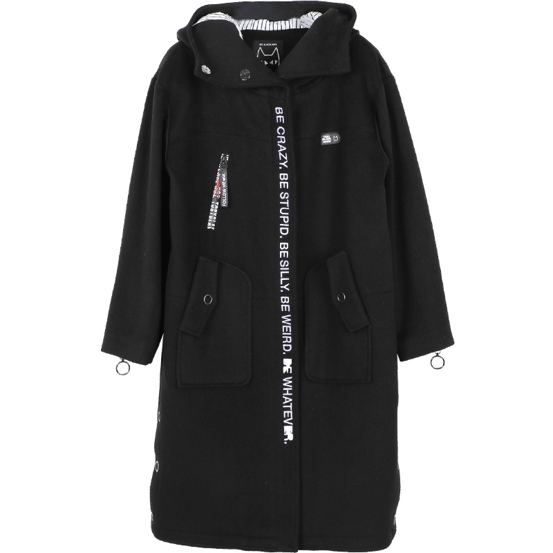 a02商场同款冬装印花猫咪图案个性潮流长大衣外套D1S6C0971CT