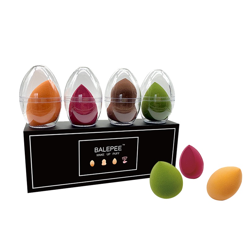 [4个装]贝朴(BALEPEE)多彩海绵美妆蛋礼盒装买2套送托架 干湿两用柔软有弹性