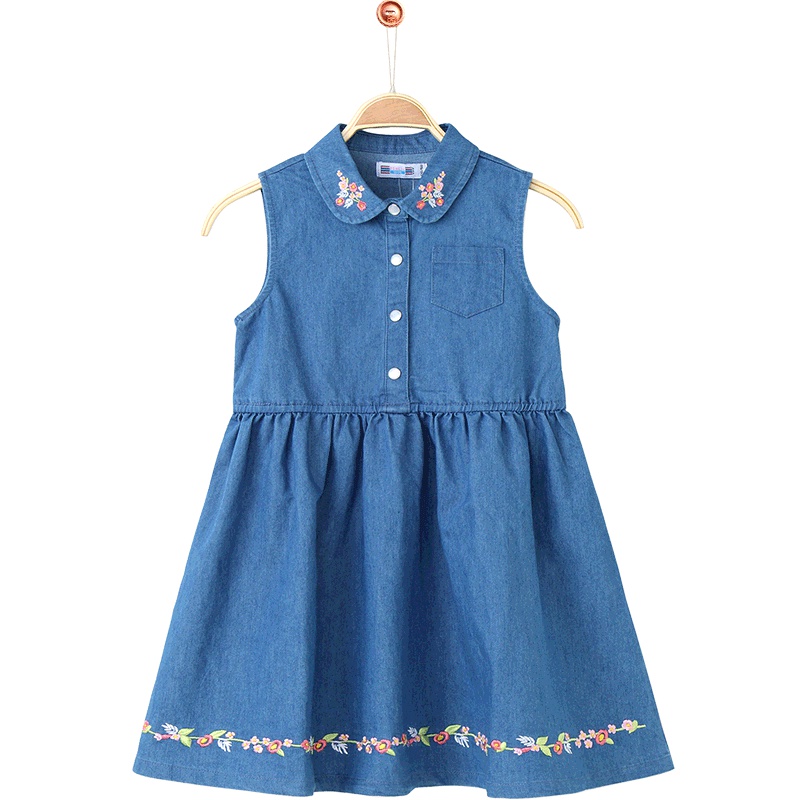 铅笔俱乐部童装2019夏季女童连衣裙无袖中大童连衣裙儿童休闲裙子