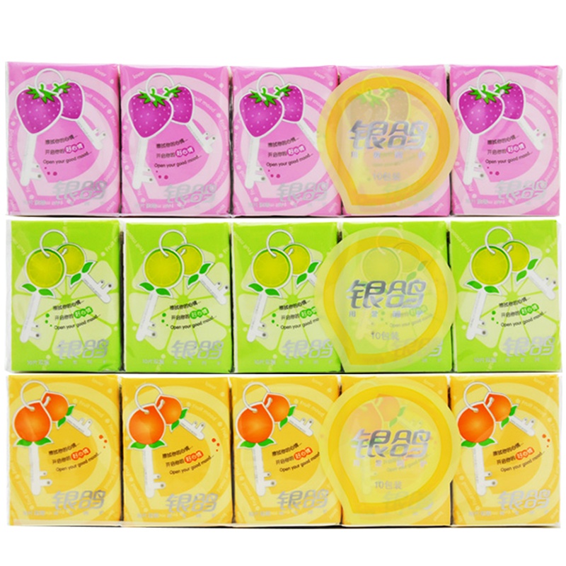 银鸽手帕纸夏果缤纷2层面巾纸网吧超市厕纸手纸小包纸巾10包10条