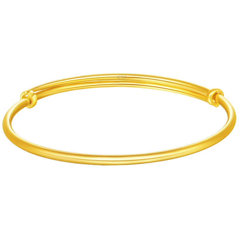 周大福珠宝首饰简约大方足金黄金手镯计价（工费328元）F214373