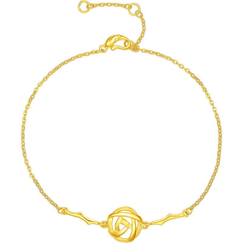 周大生黄金手镯女新款足金999镂空玫瑰花朵手链手环手绳花漾系列