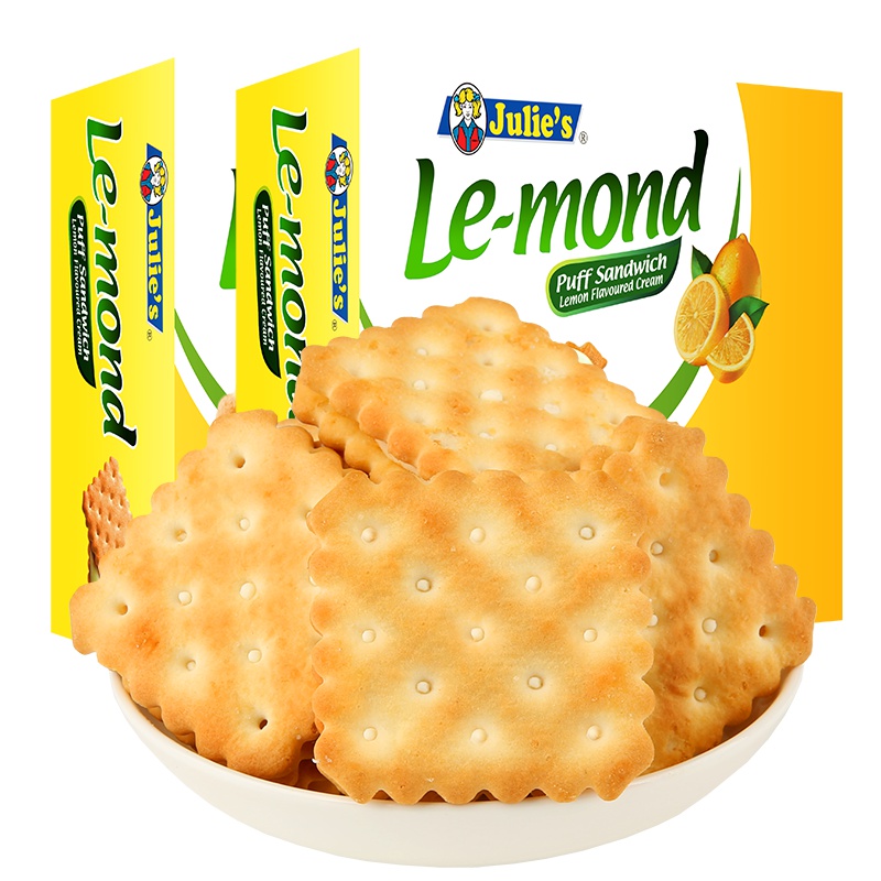 马来西亚进口零食饼干茱蒂丝雷蒙德柠檬夹心方盒装612g*2盒