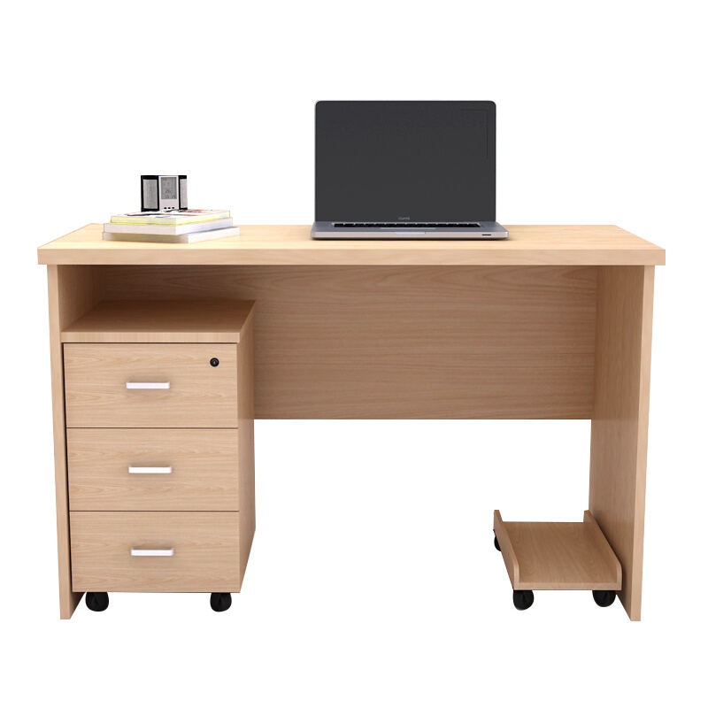 全简职员桌电脑桌办公桌单人位含柜带主机托