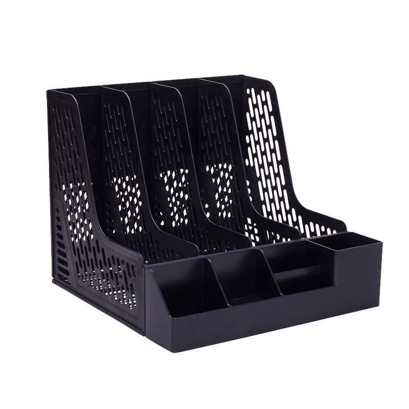 得力(deli)78981四联文件框办公用品文件框文件座桌面资料架收纳文件整理置物架书立三色可选单个装