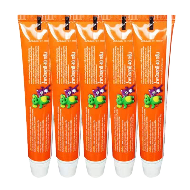 WQMD狮王(LION)木糖醇儿童可吞咽防蛀牙膏(香橙味)40g*5支