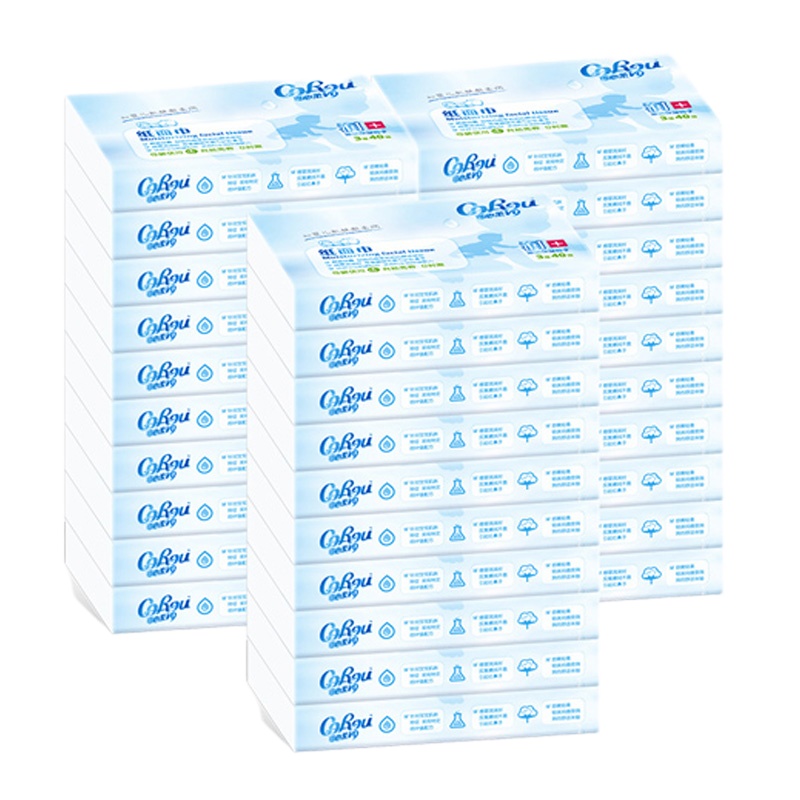 可心柔V9宝贝系列婴儿柔润抽纸纸巾3层30包面巾纸餐巾纸批发整箱 V9137-30