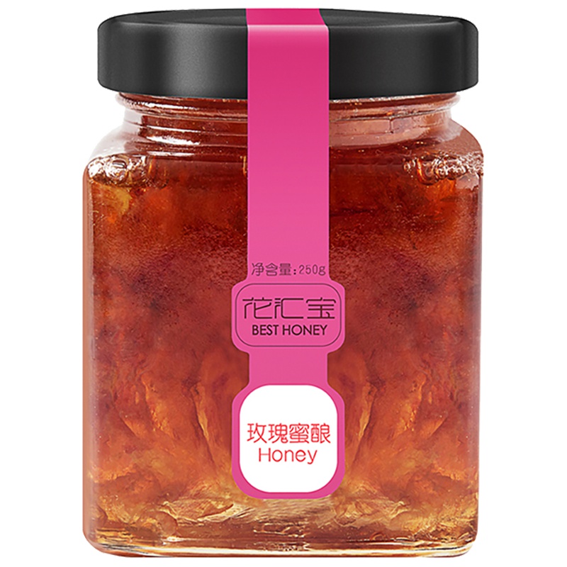 花汇宝 玫瑰蜜酿 甜而不腻 250克一瓶装 天然滋补蜂蜜 滋补花蜜
