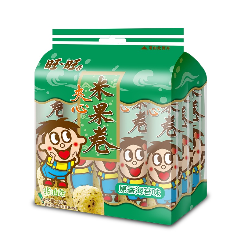 旺旺 夹心米果卷 膨化米果办公室零食小吃180g 海苔味