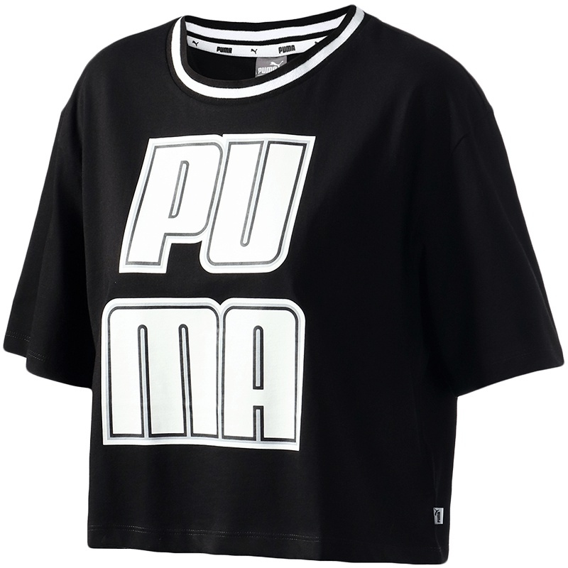 PUMA彪马女装运动服大logo圆领短袖T恤57953301