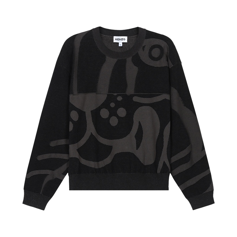 高田贤三 KENZO 女士 棉质K-Tiger圆领长袖针织衫套头衫FB6 2PU640 3TC